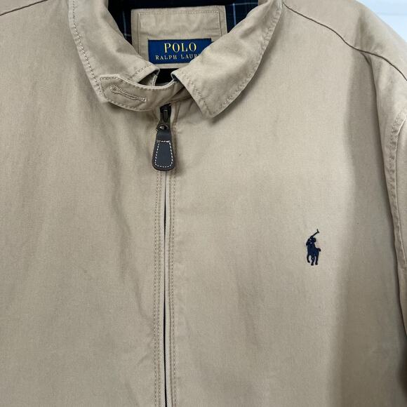 Polo Ralph Lauren Bomber Jacket Mens XXL Beige Blouson Chin Strap - Picture 2 of 12